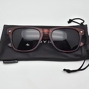 Shady Rays CL-10 Deep Timber Woodgrain Frame Polarized Grey Sunglasses w/ Case